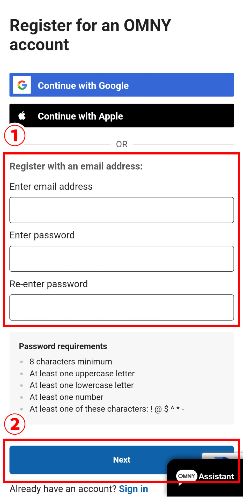 OMNY 会員登録